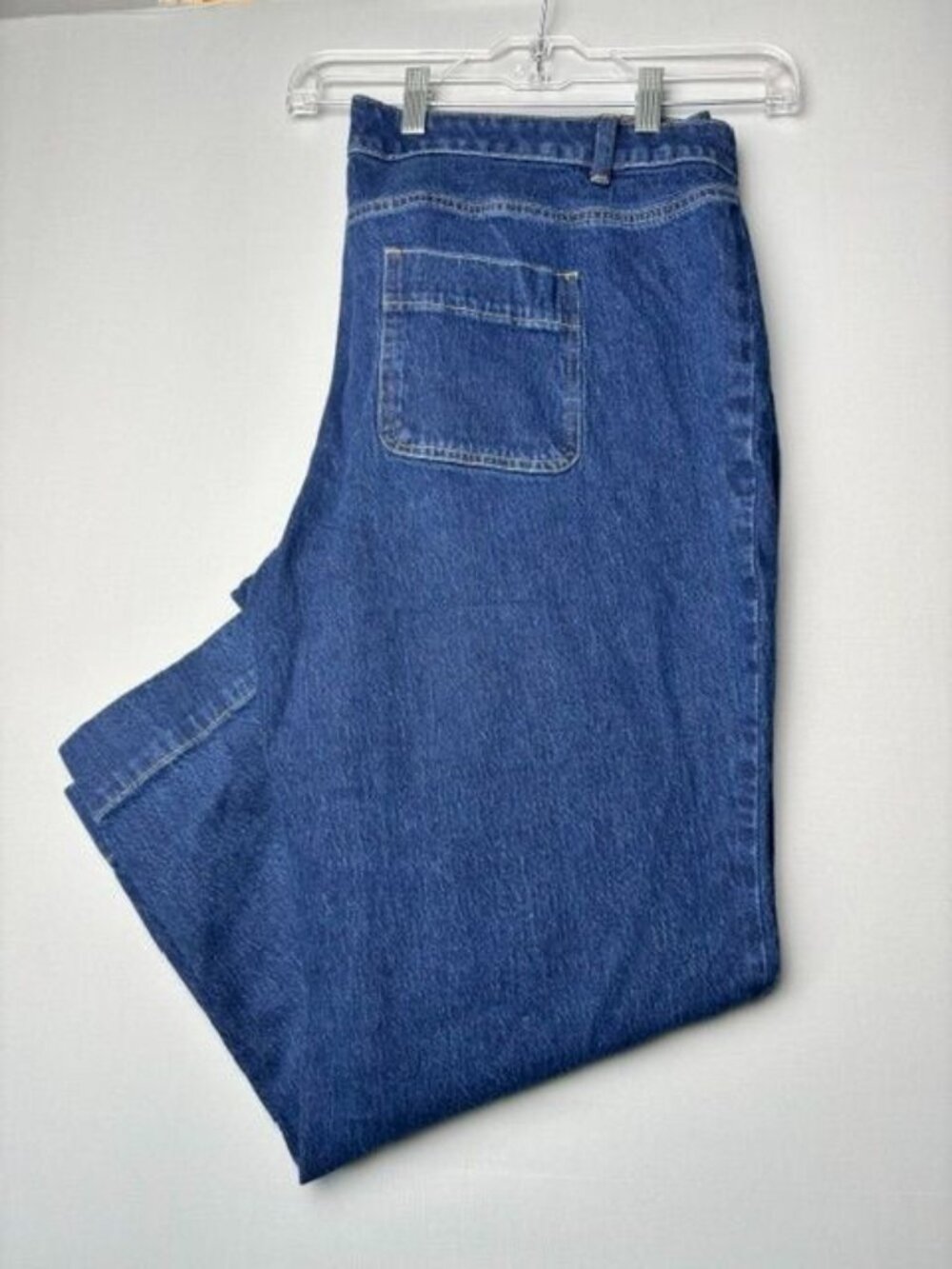 Talbots Classic Jean Trouser Women's Size 18 Dark Wash Denim cropped Wide Leg